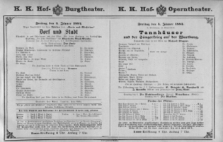 Theaterzettel (Oper und Burgtheater in Wien) 18840104 Seite: 1