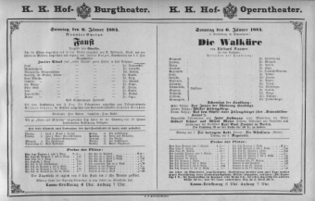 Theaterzettel (Oper und Burgtheater in Wien) 18840106 Seite: 1