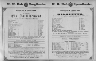 Theaterzettel (Oper und Burgtheater in Wien) 18840108 Seite: 1