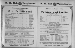 Theaterzettel (Oper und Burgtheater in Wien) 18840109 Seite: 1