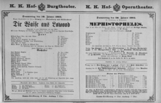 Theaterzettel (Oper und Burgtheater in Wien) 18840110 Seite: 1