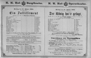 Theaterzettel (Oper und Burgtheater in Wien) 18840111 Seite: 1