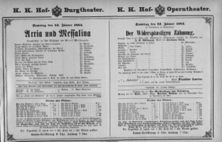 Theaterzettel (Oper und Burgtheater in Wien) 18840112 Seite: 1