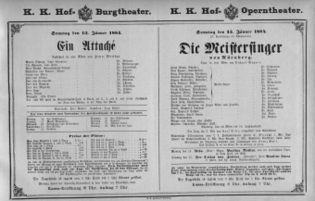 Theaterzettel (Oper und Burgtheater in Wien) 18840113 Seite: 1