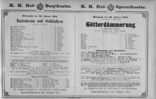Theaterzettel (Oper und Burgtheater in Wien) 18840116 Seite: 1