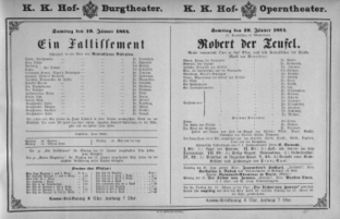 Theaterzettel (Oper und Burgtheater in Wien) 18840119 Seite: 1
