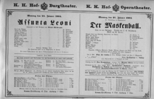 Theaterzettel (Oper und Burgtheater in Wien) 18840121 Seite: 1