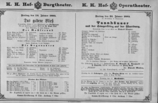 Theaterzettel (Oper und Burgtheater in Wien) 18840125 Seite: 1