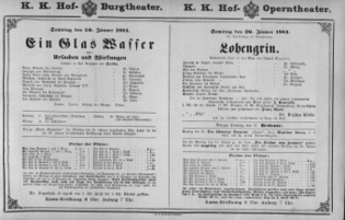 Theaterzettel (Oper und Burgtheater in Wien) 18840126 Seite: 1