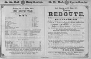 Theaterzettel (Oper und Burgtheater in Wien) 18840127 Seite: 1