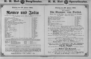 Theaterzettel (Oper und Burgtheater in Wien) 18840129 Seite: 1