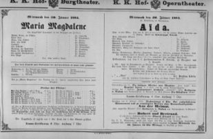 Theaterzettel (Oper und Burgtheater in Wien) 18840130 Seite: 1