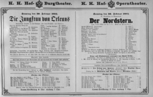 Theaterzettel (Oper und Burgtheater in Wien) 18840210 Seite: 1