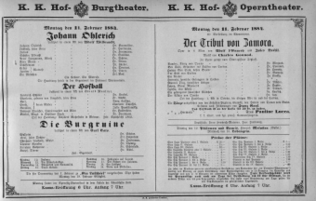 Theaterzettel (Oper und Burgtheater in Wien) 18840211 Seite: 1