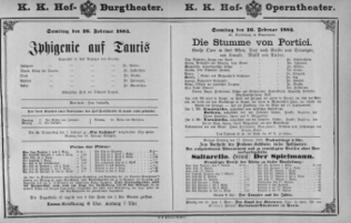 Theaterzettel (Oper und Burgtheater in Wien) 18840216 Seite: 1