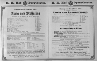 Theaterzettel (Oper und Burgtheater in Wien) 18840219 Seite: 1