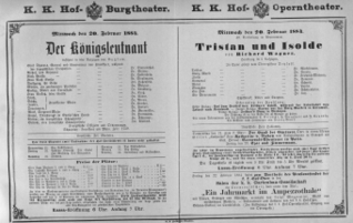 Theaterzettel (Oper und Burgtheater in Wien) 18840220 Seite: 1