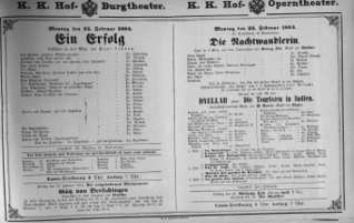 Theaterzettel (Oper und Burgtheater in Wien) 18840225 Seite: 1