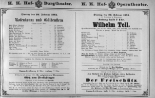 Theaterzettel (Oper und Burgtheater in Wien) 18840226 Seite: 1