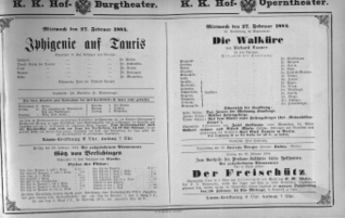 Theaterzettel (Oper und Burgtheater in Wien) 18840227 Seite: 1