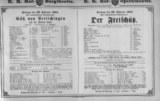 Theaterzettel (Oper und Burgtheater in Wien) 18840229 Seite: 1