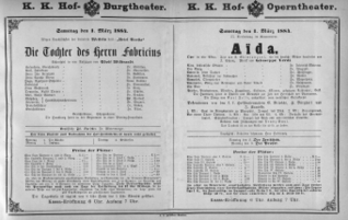 Theaterzettel (Oper und Burgtheater in Wien) 18840301 Seite: 1