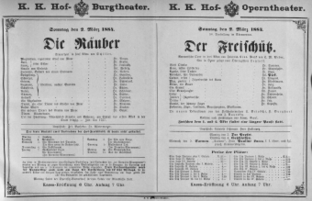 Theaterzettel (Oper und Burgtheater in Wien) 18840302 Seite: 1