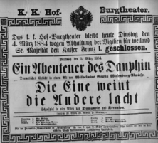 Theaterzettel (Oper und Burgtheater in Wien) 18840304 Seite: 1