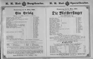 Theaterzettel (Oper und Burgtheater in Wien) 18840306 Seite: 1