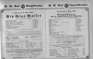 Theaterzettel (Oper und Burgtheater in Wien) 18840309 Seite: 1
