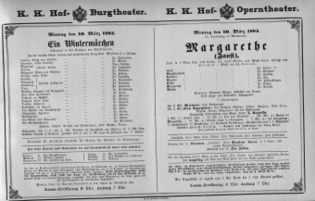 Theaterzettel (Oper und Burgtheater in Wien) 18840310 Seite: 1