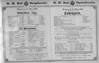 Theaterzettel (Oper und Burgtheater in Wien) 18840317 Seite: 1