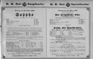 Theaterzettel (Oper und Burgtheater in Wien) 18840318 Seite: 1