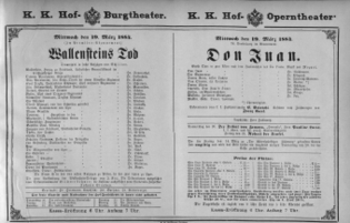 Theaterzettel (Oper und Burgtheater in Wien) 18840319 Seite: 1