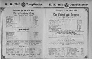 Theaterzettel (Oper und Burgtheater in Wien) 18840320 Seite: 1