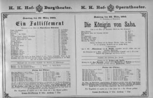 Theaterzettel (Oper und Burgtheater in Wien) 18840322 Seite: 1