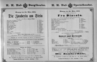 Theaterzettel (Oper und Burgtheater in Wien) 18840324 Seite: 1
