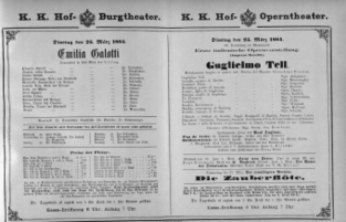 Theaterzettel (Oper und Burgtheater in Wien) 18840325 Seite: 1