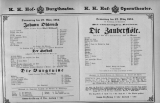 Theaterzettel (Oper und Burgtheater in Wien) 18840327 Seite: 1