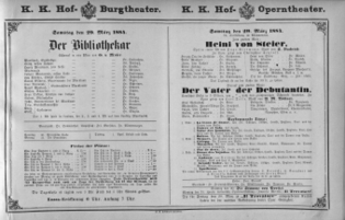 Theaterzettel (Oper und Burgtheater in Wien) 18840329 Seite: 1