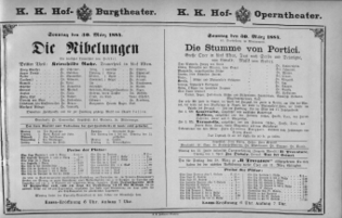 Theaterzettel (Oper und Burgtheater in Wien) 18840330 Seite: 1
