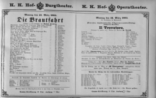 Theaterzettel (Oper und Burgtheater in Wien) 18840331 Seite: 1