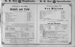 Theaterzettel (Oper und Burgtheater in Wien) 18840401 Seite: 1