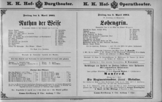 Theaterzettel (Oper und Burgtheater in Wien) 18840404 Seite: 1