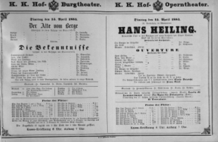 Theaterzettel (Oper und Burgtheater in Wien) 18840415 Seite: 1