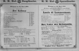 Theaterzettel (Oper und Burgtheater in Wien) 18840416 Seite: 1