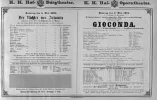 Theaterzettel (Oper und Burgtheater in Wien) 18840504 Seite: 1
