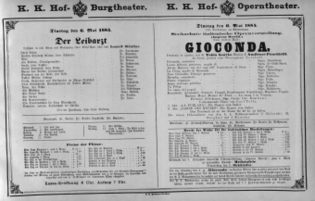 Theaterzettel (Oper und Burgtheater in Wien) 18840506 Seite: 1