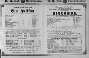 Theaterzettel (Oper und Burgtheater in Wien) 18840512 Seite: 1