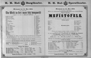 Theaterzettel (Oper und Burgtheater in Wien) 18840514 Seite: 1